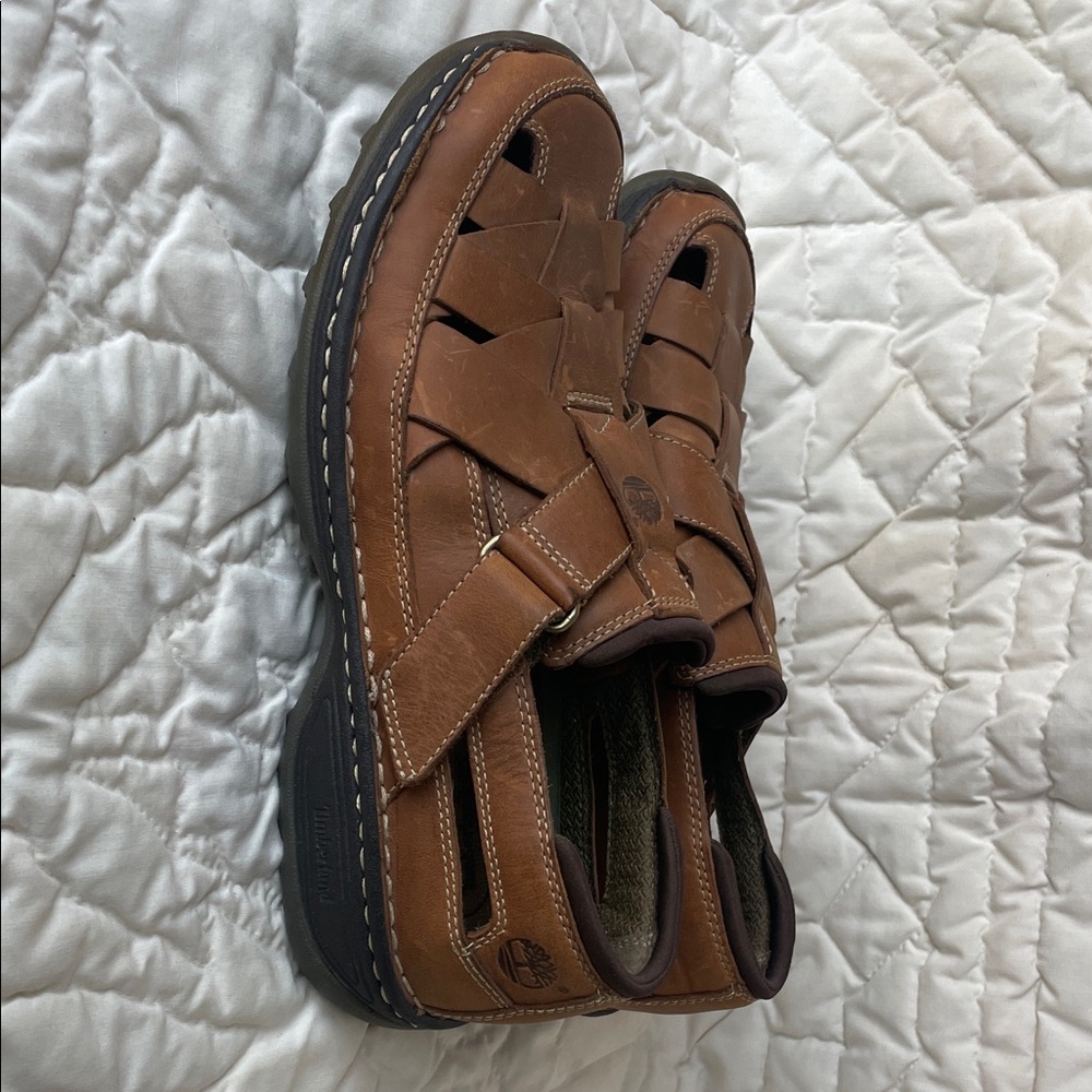 Timberland Men's Tan Leather Sandals Size 8M - Picture 9 of 11
